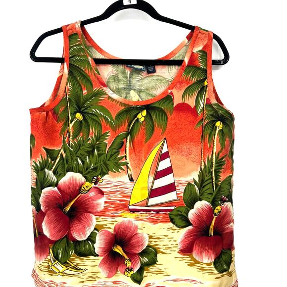 New Tommy Bahama | M | Tank Sleeveless Top Blouse Tropical Hawaiian 100% Silk - Picture 1 of 4